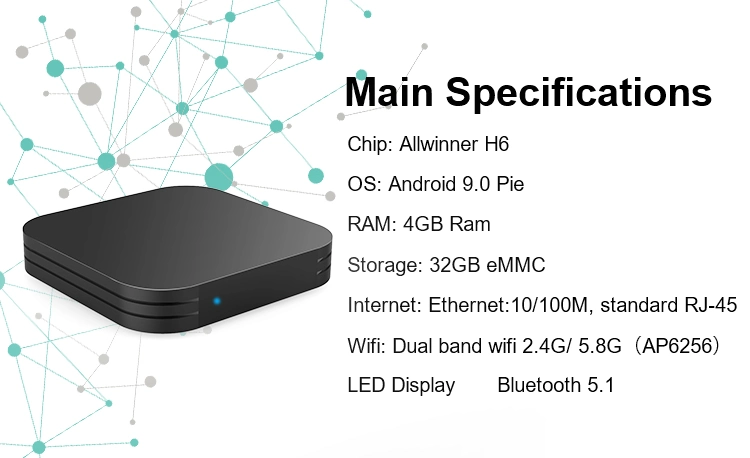 IPTV Set Top Box 4GB RAM 32GB ROM Quad Core Android 9.0 Smart TV Box