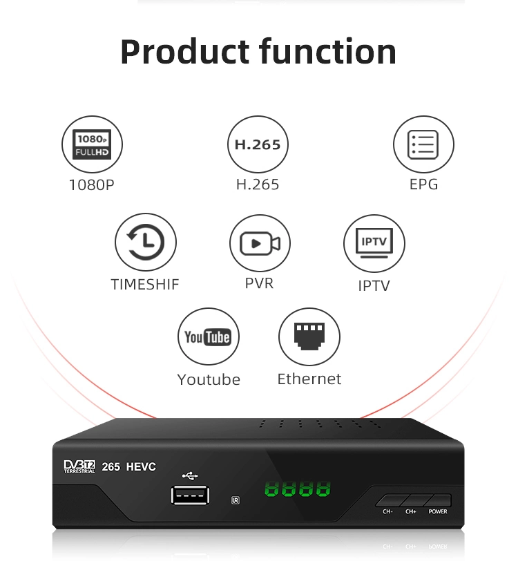 DVB-T2 H. 265 Hevc with LAN Port Ready DVB-T2 Set Top Box