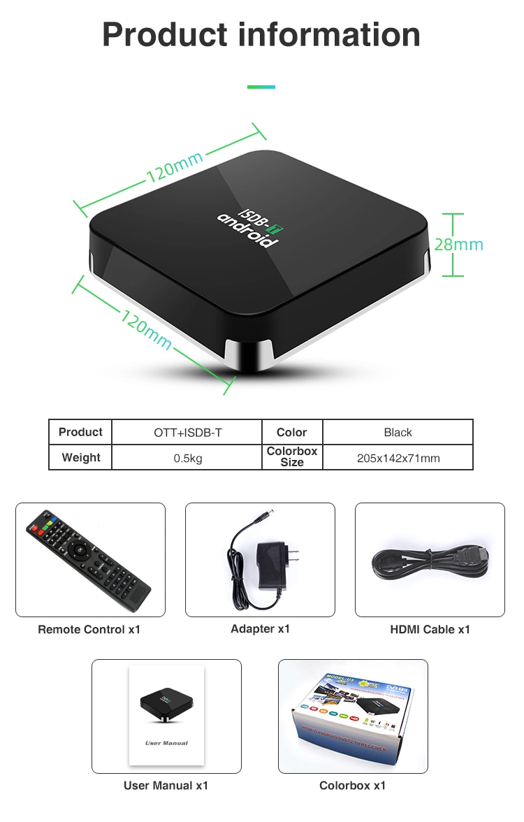 Hybrid Ott DVB T2 Android Set Top Box TV Box 2020 Hybrid ISDB T2 TV Box