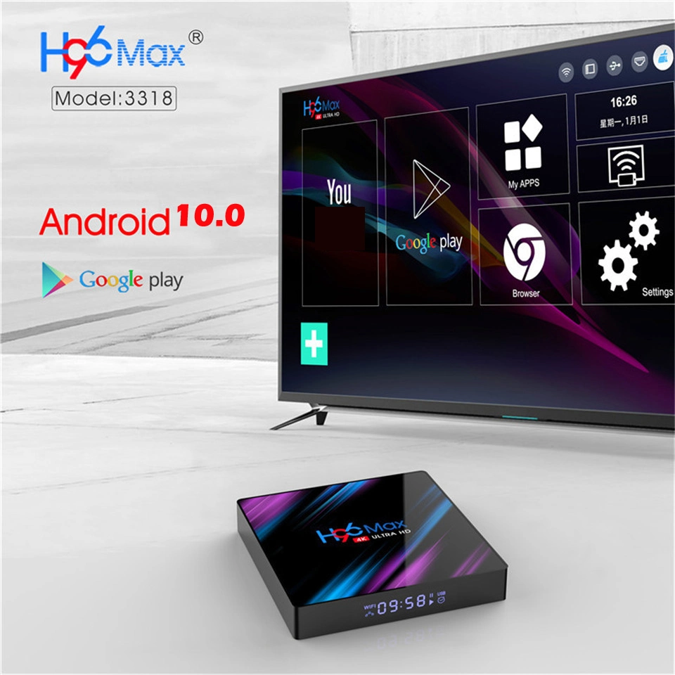 Android 10.0 TV Box 4K H96 Max Quad Core Rk3318 RAM 4GB ROM 32GB 64GB HD Set Top Box Dual Band 5g WiFi Box Bluetooth