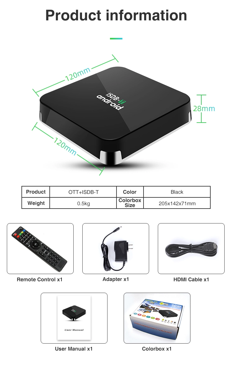 Set TV Box Junuo 2020 Chipset S905D Hybrid Android Ott ISDB-T Set Top Box