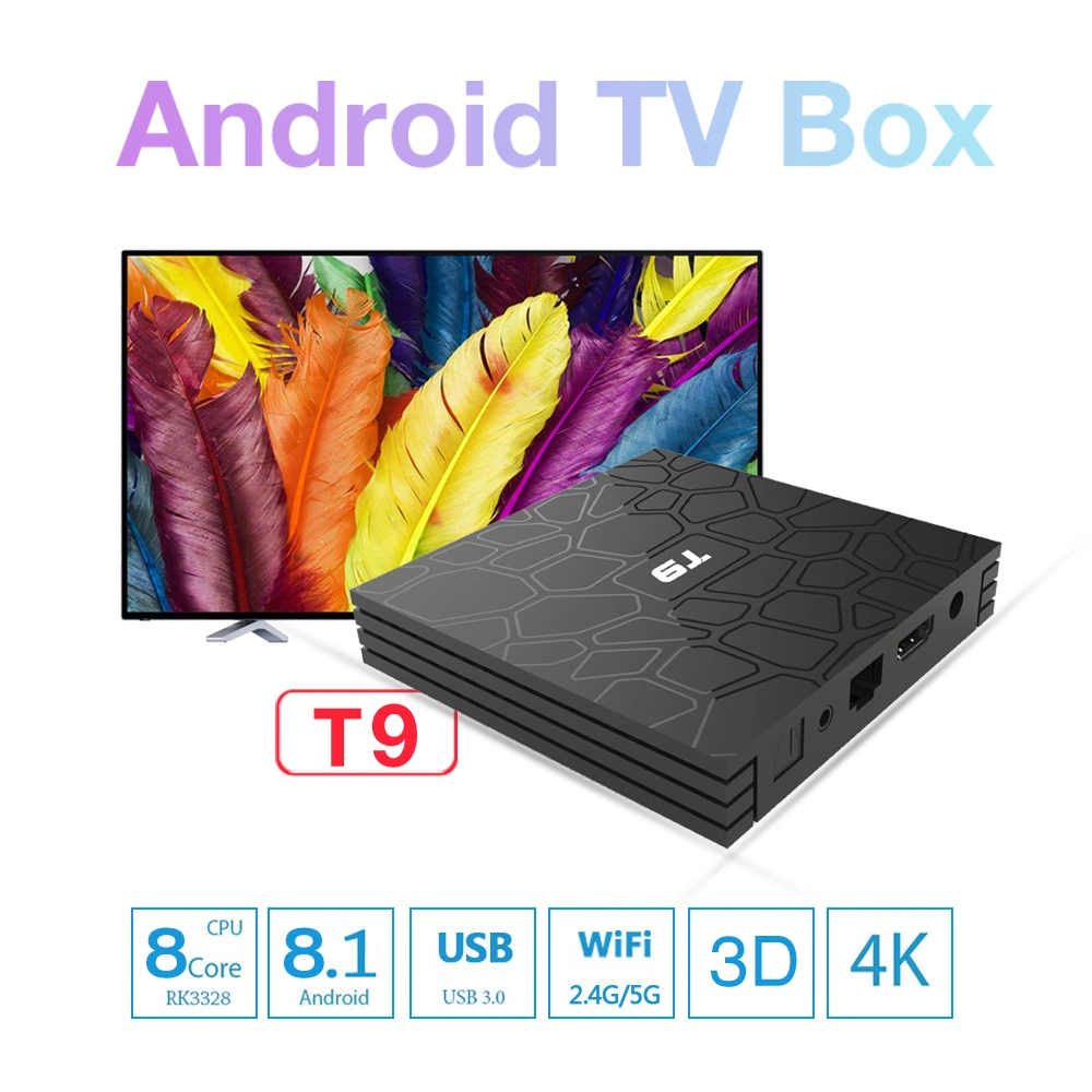 Android T9 Rk3328 TV Box HD Black TV Box Full HD 1080P Video Digital Cable TV Set Top Box with WiFi Android TV Box with SIM Card