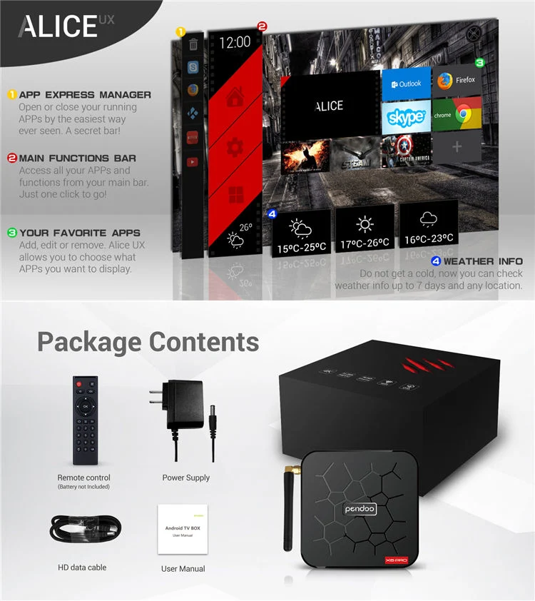 Wide Usage Pendoo X6 PRO Ota Allwinner H6 Multimedia HD Set Top Box with Time Display