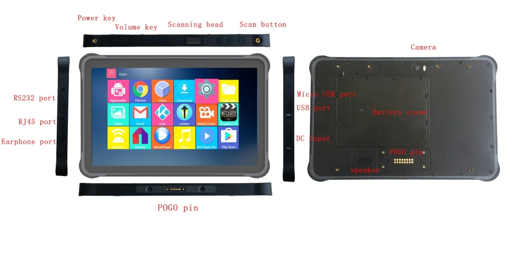 Small Tablet 10.1'' Poe Tablet PC Android Touchscreen Digital PC with RJ45 LAN