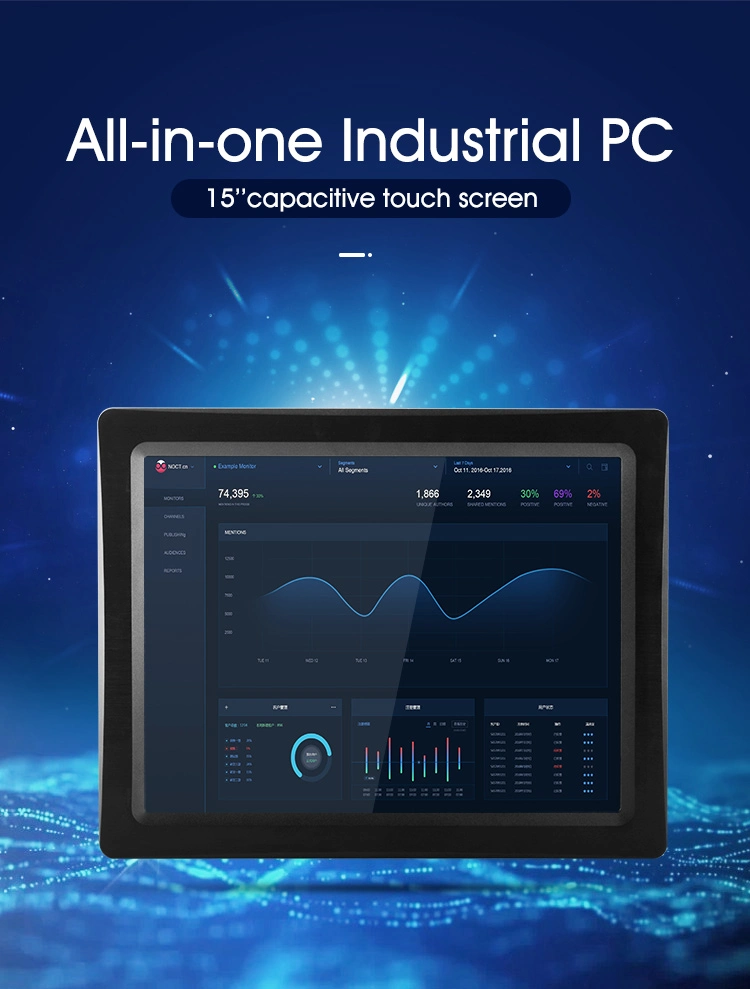 12.1'' Fanless Industrial Panel PC Dual Display Waterproof Touchscreen Computer with Touchscreen Aluminum Bezel