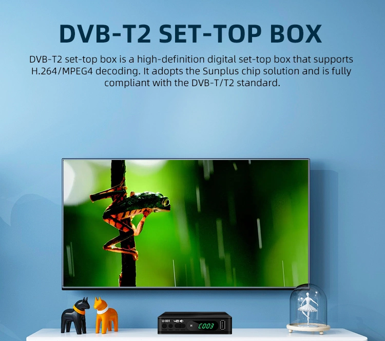 Junuo China Factory Mini Plastic E Digital Internet TV Set Top Box DVB T2 for Russia