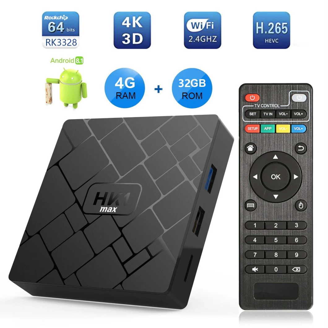 Factory Directly HK1 Max Rk3328 Smart TV Box Quad-Core 4GB 32GB Android 9.0 TV Box 4K Full HD Set Top Box