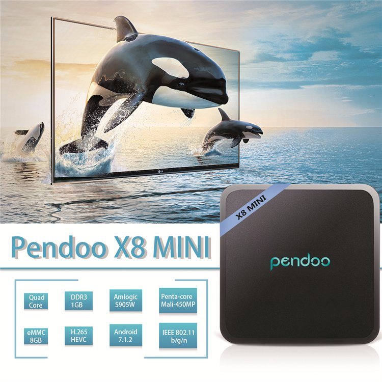 [ Amlogic S905W ] Pendoo X8 Mini S905W Android 7.1 TV Box Quad Core 4K Full HD Set Top Box