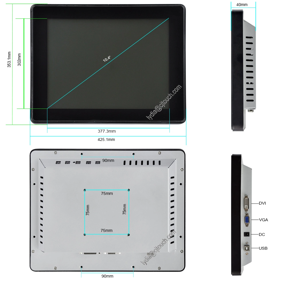 Cjtouch Square 4: 3 10.4 Inch Industrial Embedded Touchscreen Monitor Open Frame Touch Screen LCD Monitor