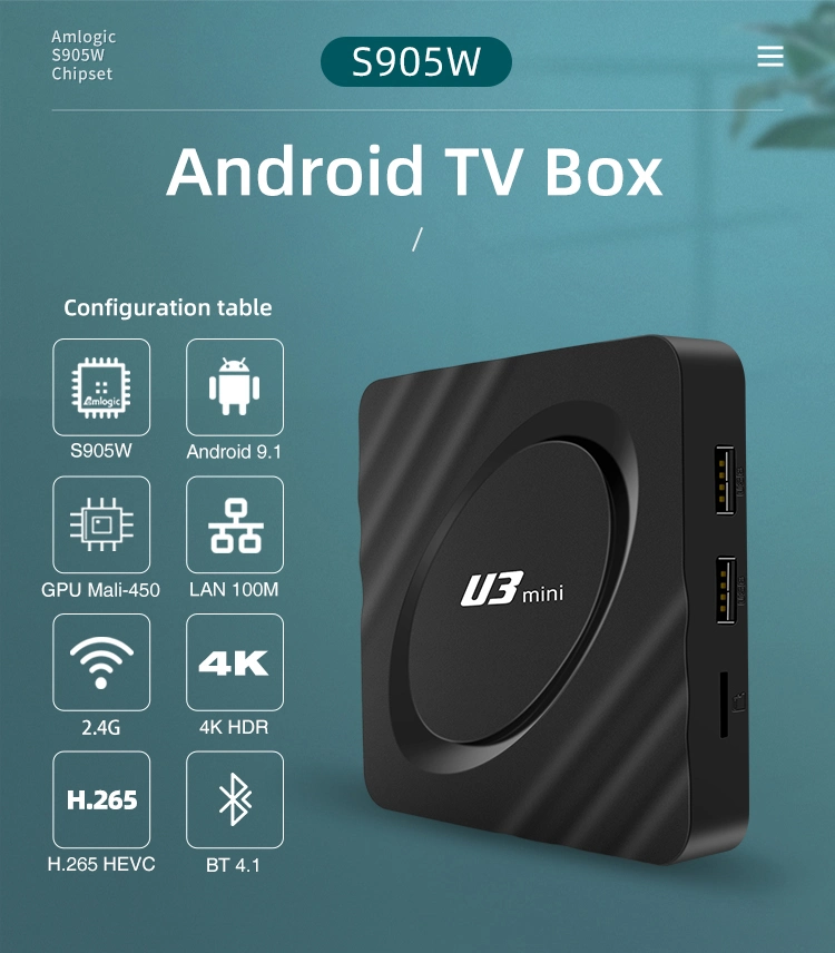 Wholesaleu3 Mini Android TV Box Amlogic S905W 2GB 16GB DDR3 Internet TV Set Top Box
