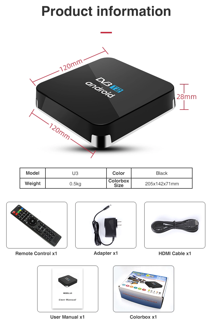 2020 Smart Android DVB T2 Hybrid Ott T2 Set Top Box Chipset S905D