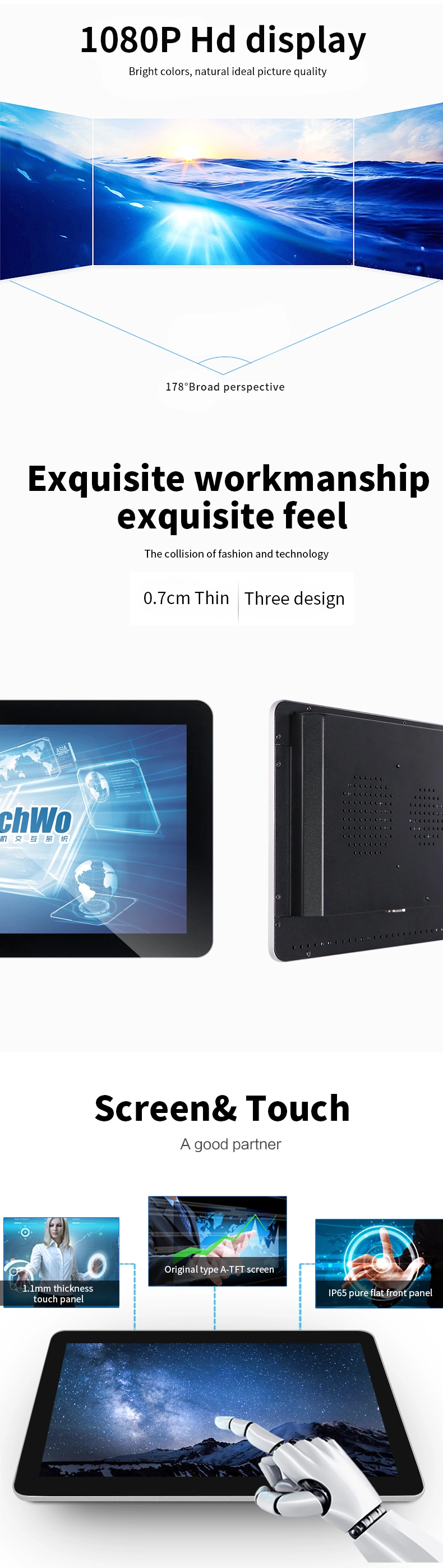 Touch Monitor 11.6 Inch 1920*1080 IPS LCD Monitor with 10 Points Touch Capacitive Touch Screen