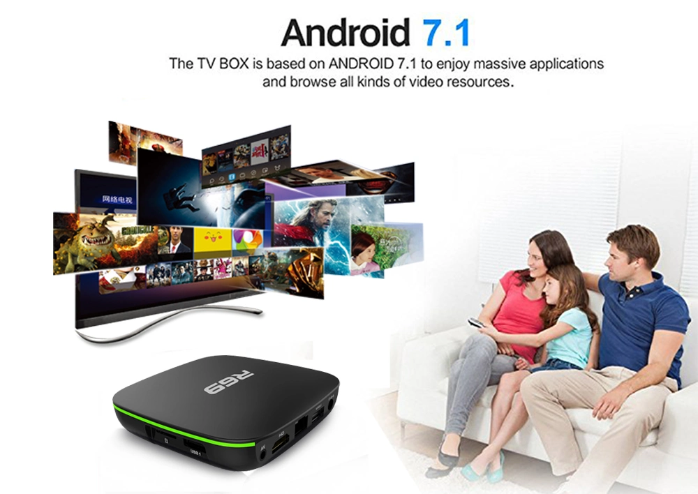 R69 Smart Android 7.1 TV Box 1GB 8GB Allwinner H3 Quad-Core 2.4G WiFi Set Top Box 1080P HD Support 3D Movie Media Player Set Top Box