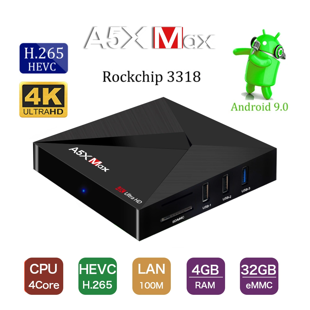 Hot Selling A5X Max Rk3328 4GB 32GB Android TV Box A5X Max 4K Full HD Quad Core Smart TV Box for Internet Set Top Box