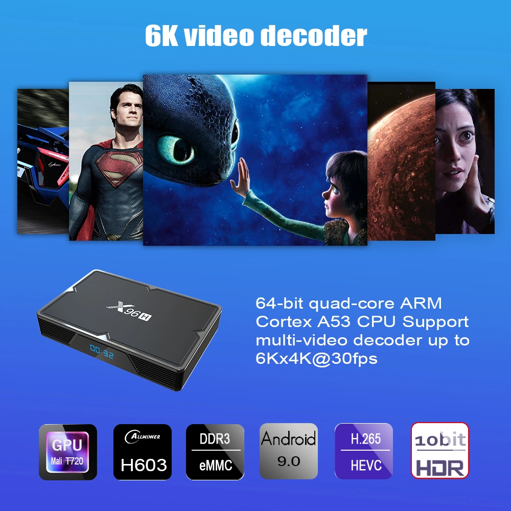 X96h 4GB 32GB HD in & out Android Box Allwinner H603 TV Set Top Box