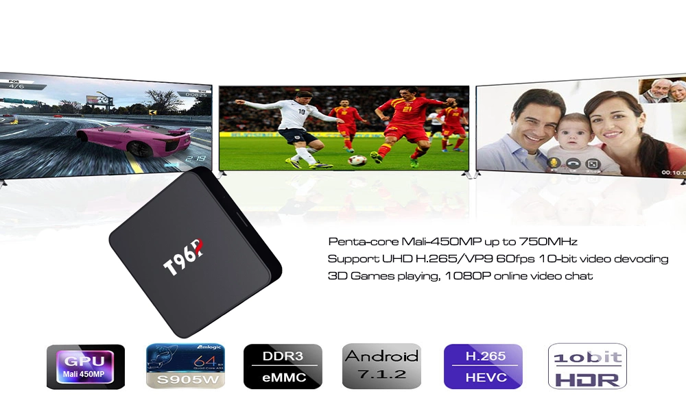 Full HD T96p S905W TV Box 2g 16g Android TV HD Pron Video TV Box Quad Core Kodi Box TV Box Set Top Box WiFi Smart TV Box