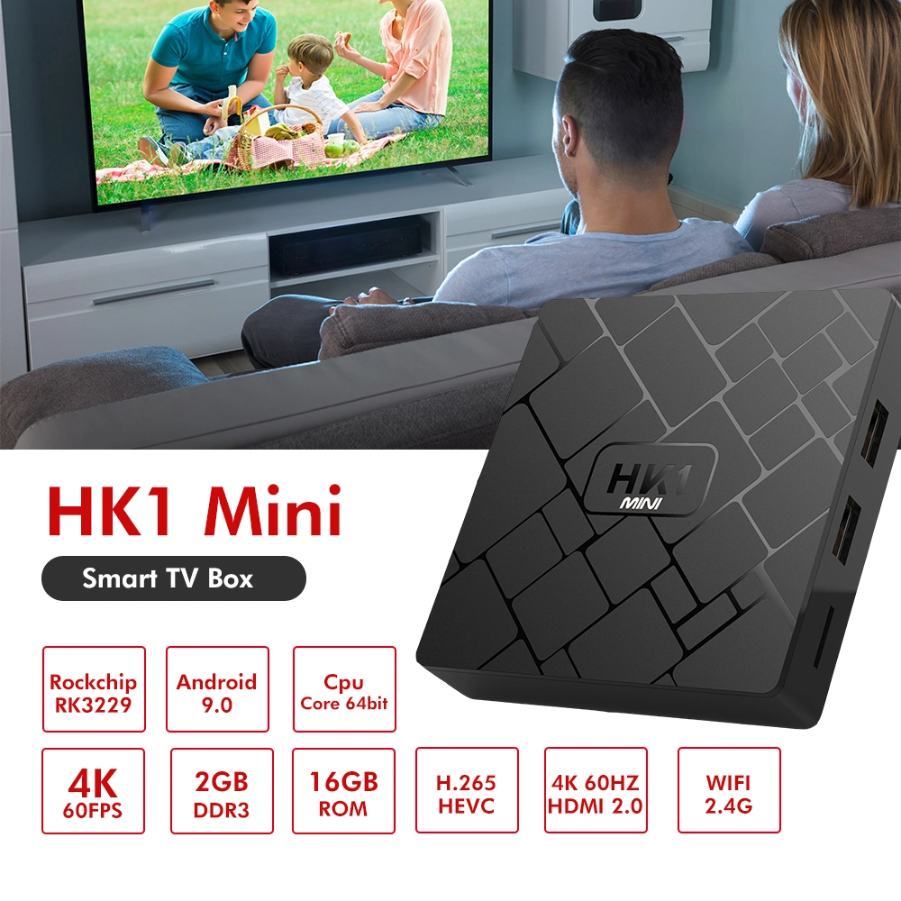 HK1 Mini TV Box Android 9.0 Smart TV Box 2.4G WiFi 4K Set Top Box