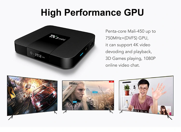 Tx3 Mini High Speed Amlogic S905W 4K H. 265 Kd Player Android TV Receiver Digital Set Top Box