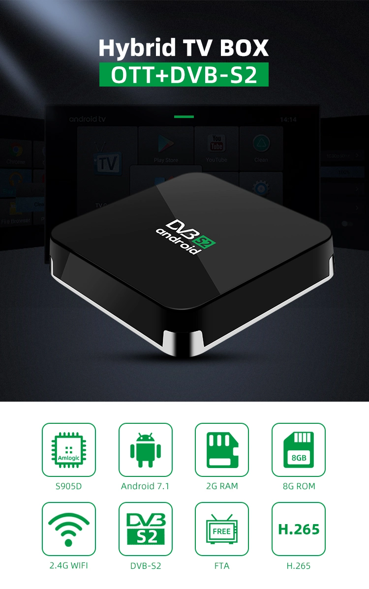 China Junuo Factory Wholesale S905D Ott TV Box DVB-S2 Android Set Top Box