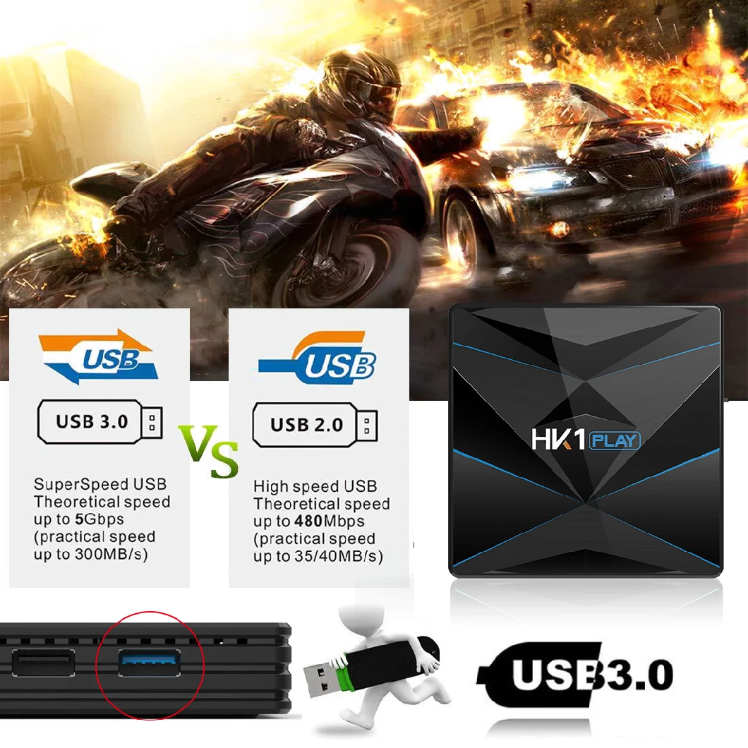 Advanced New Arrival HK1 Play S905X2 2.4/5.8g Dual-Band WiFi Internet TV Cable TV Set Top Box Android 9.0