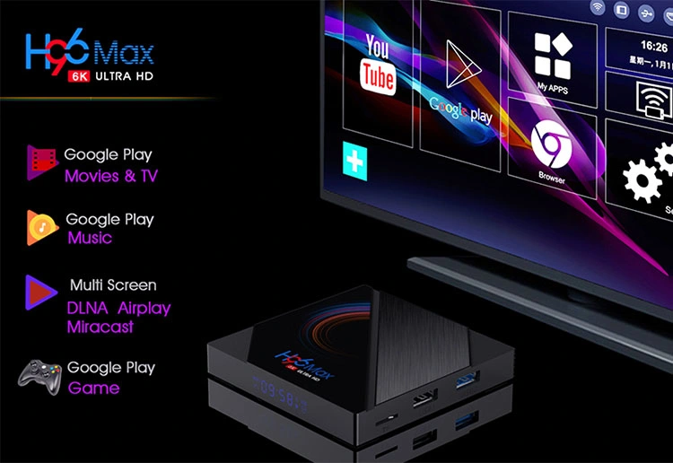 Internet Set Top Box Kodi Media Player H96 Max H616 4K 6K Android 10 Smart TV Box with 2.4G / 5g WiFi
