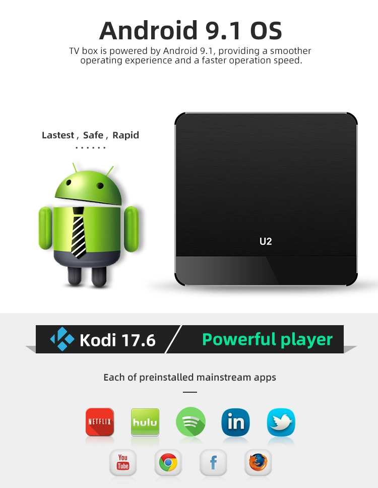 High Quality Rk3228A Quad Core 4GB 32GB 64GB Android 9.1 WiFi Internet Set Top Box