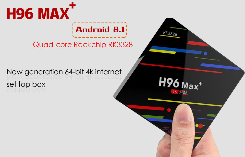 HD Internet Ott TV Box H96 Max+ Rk3328 4G 32g HD Digital TV Set Top Box Apk Downloadad Android 8.1 Android TV Box