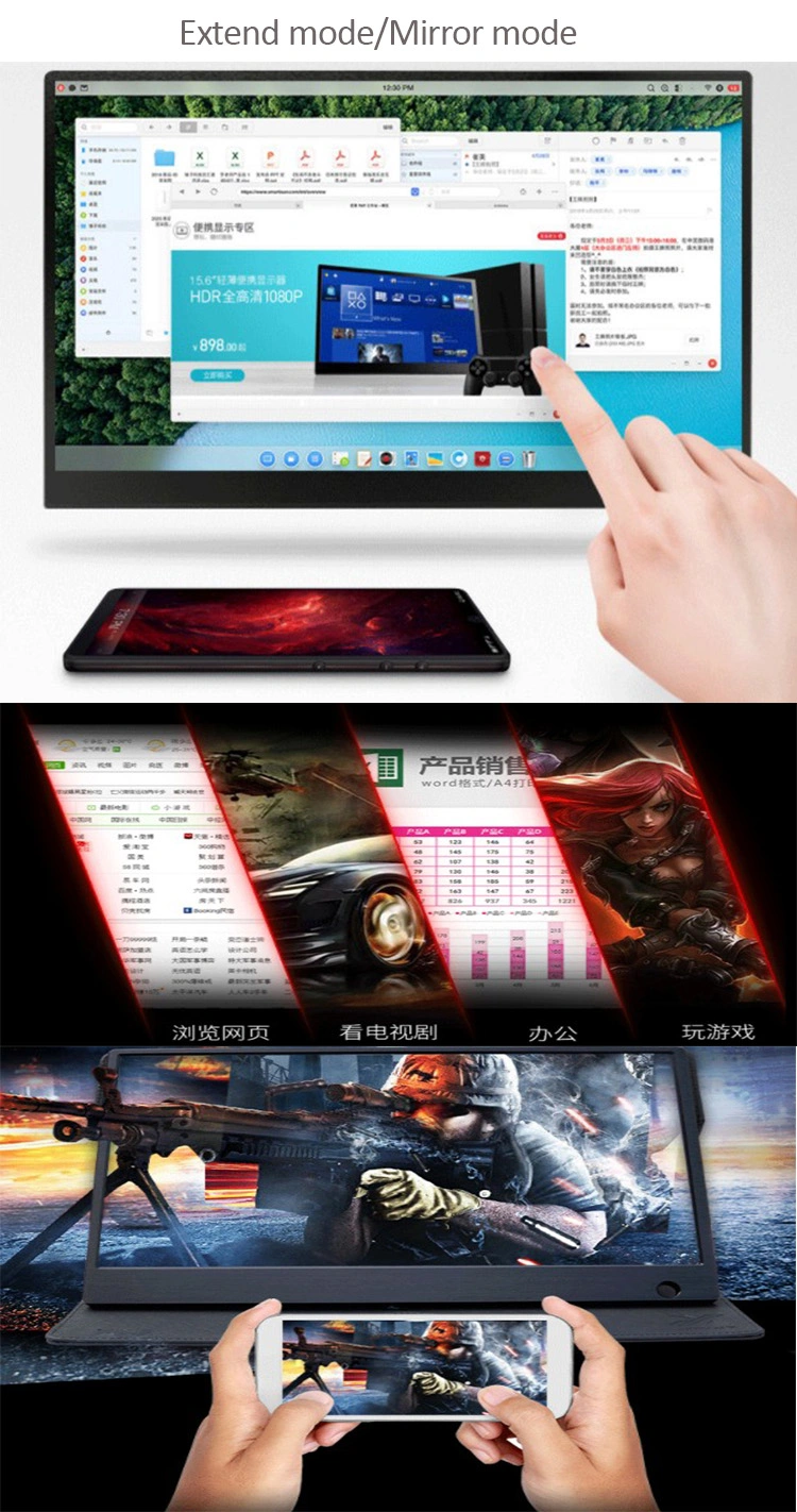 15.6 Inch Portable Touchscreen Monitor with Type-C and HDMI