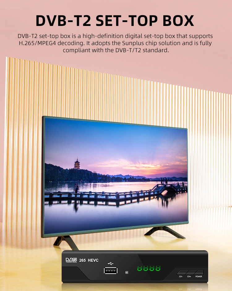 DVB-T2 H. 265 Hevc with LAN Port Ready DVB-T2 Set Top Box