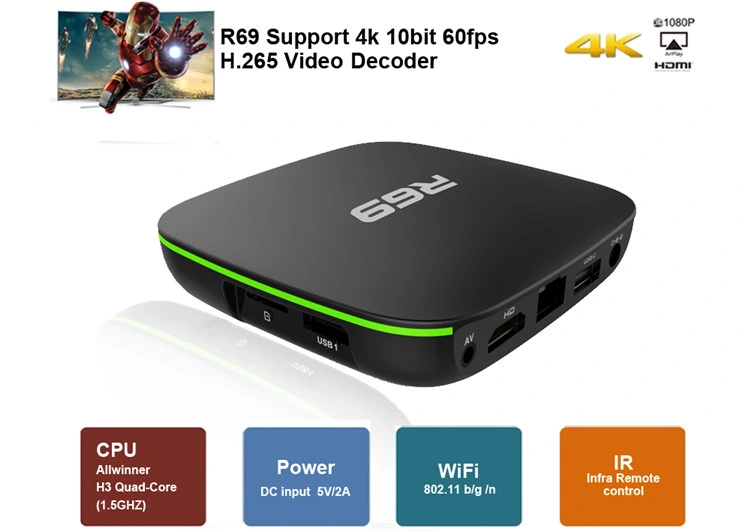 R69 Allwinner H3 2g 16g Digital TV Receiver Set Top Box Android Mini TV Box