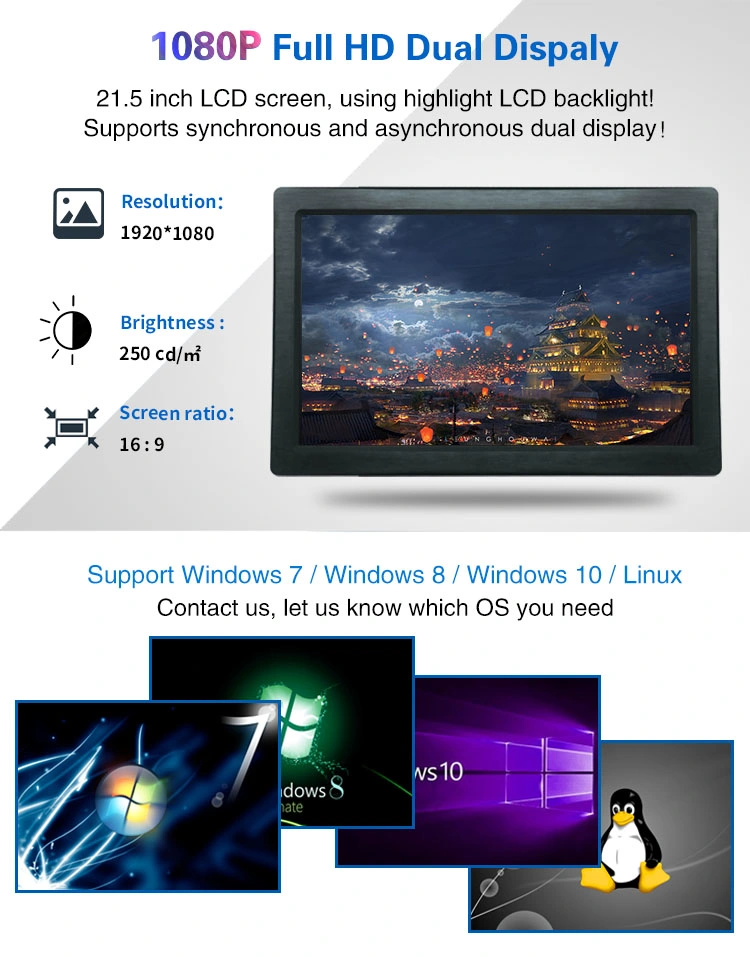 21.5'' Wall Mounted Touch Screen Computer All in One Tablet PC Support Linux OS