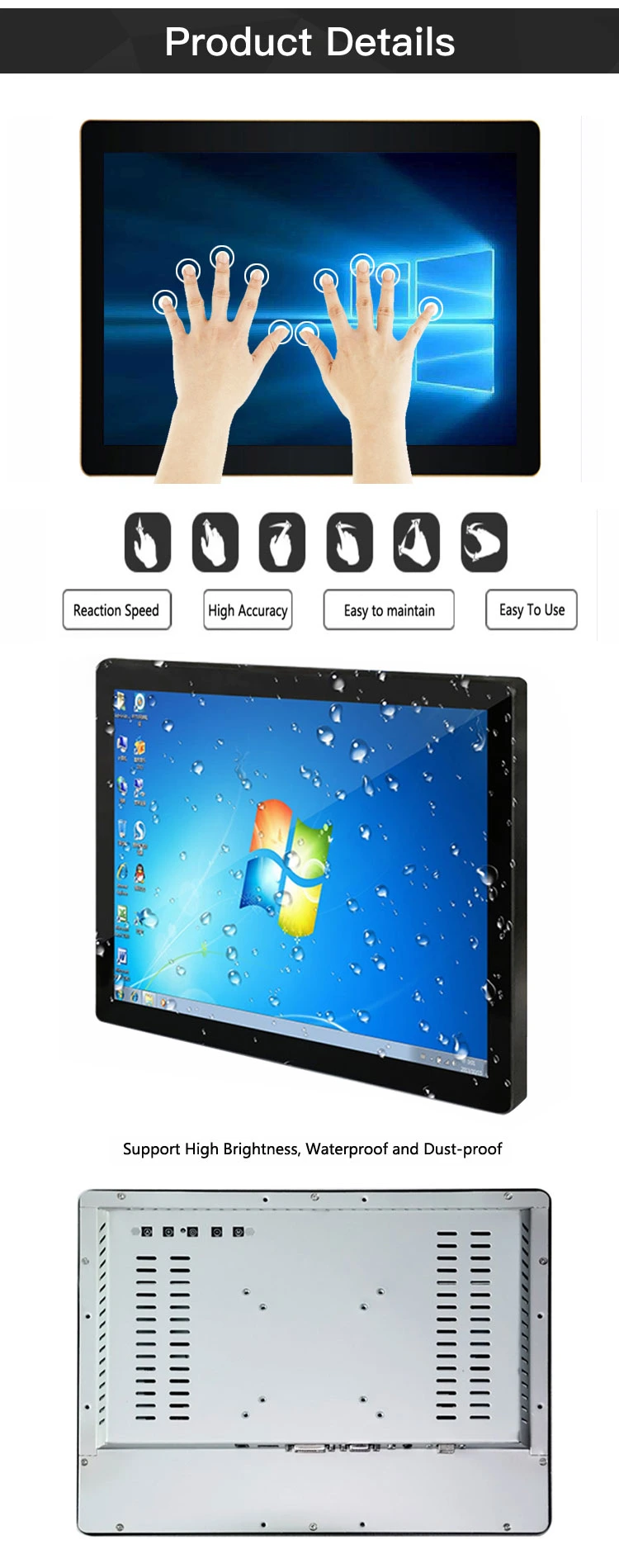 24V DC Touch Screen 24 Inch to 55 Inch Capacitive Touch Screen Monitor