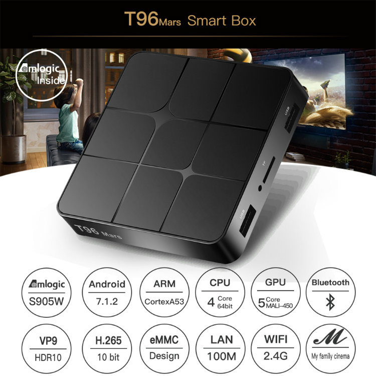 Smart TV Set Top Box Android T96 Mars S905W 1g 8g Android Quad Core Fully Loaded 2018 Android 4K TV Box Youtube
