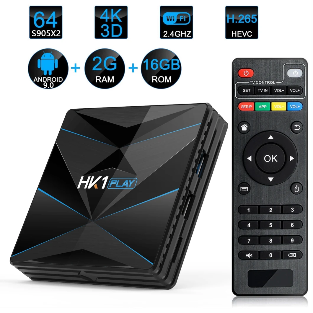 Advanced New Arrival HK1 Play S905X2 2.4/5.8g Dual-Band WiFi Internet TV Cable TV Set Top Box Android 9.0