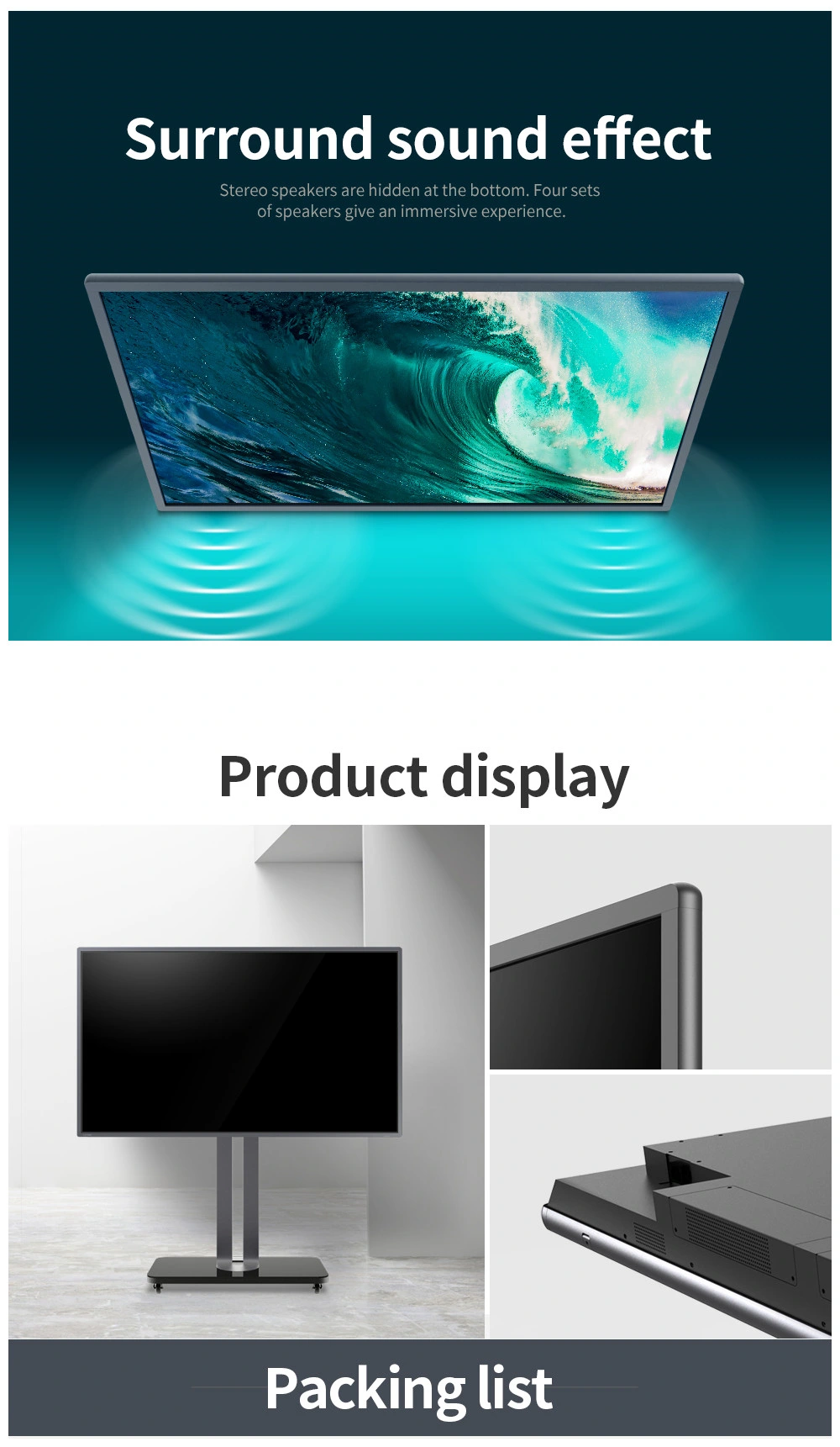 55'' Ultra HD Smart TV 4K LED Touch Screen Monitor Display Panel Touch Screen