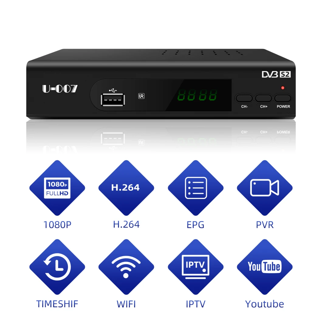 Junuo Satellite Set Top Box Dish Antenna WiFi HD HD DVB-S2 TV Decoder Pakistan Egypt Receiver