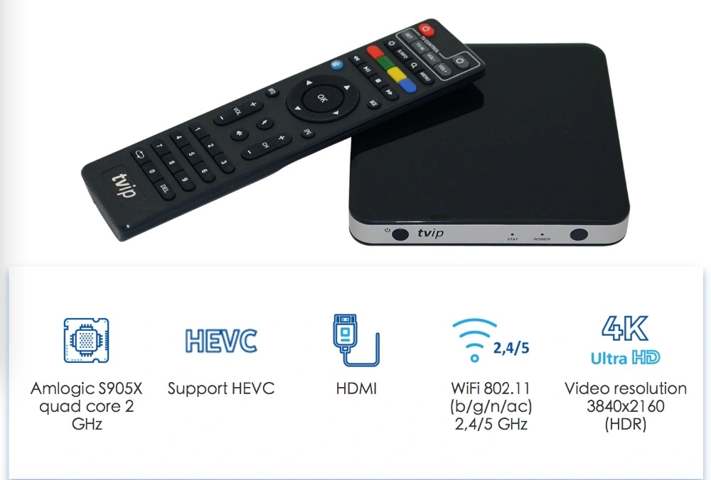Original Tvip605 Smart TV Box 8g S905X IPTV Box Android&Linux Dual OS Set Top Box 2.4G/5g WiFi Support H. 265 Media TV Box 4K