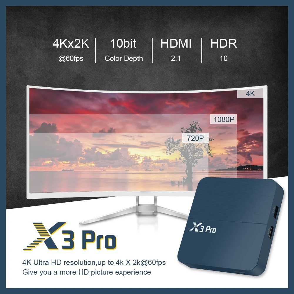 X3PRO Mini IPTV Subscription Media Player Set Top Box Smart 4K Android TV Box