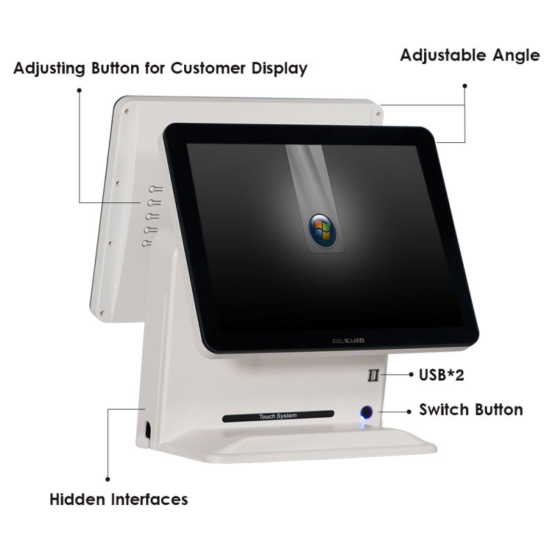 15 Inch Dual Capacitive Touch Screen POS Terminal with 15 Inch Customer Display