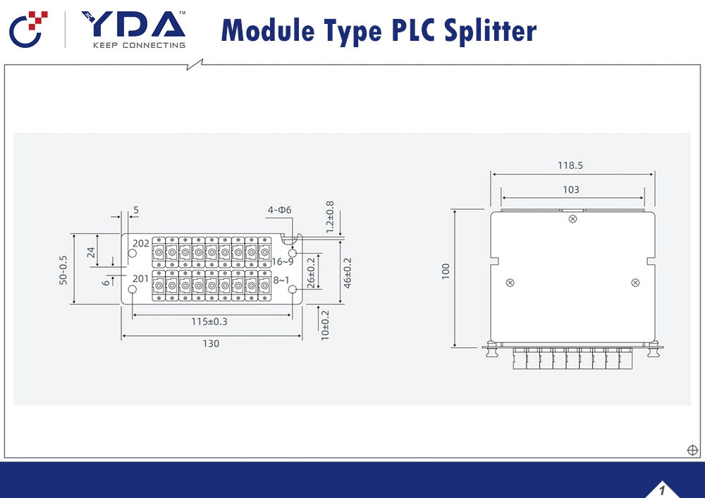 FTTH Sc Upc 1X2 PLC Splitter Fiber Optic Module Type PLC Splitter Cable Connector