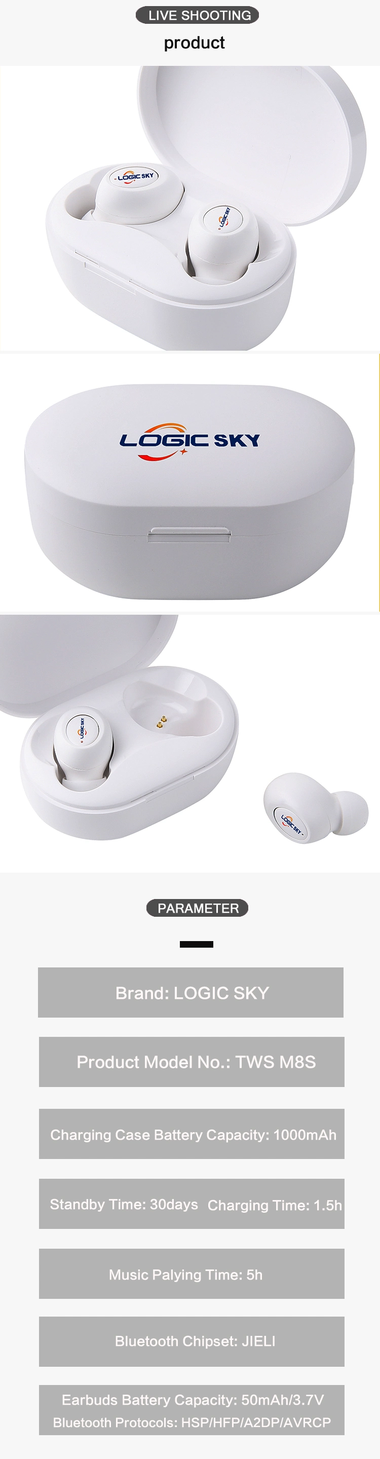 Logic Sky M8s Bluetooth Headset Earbuds