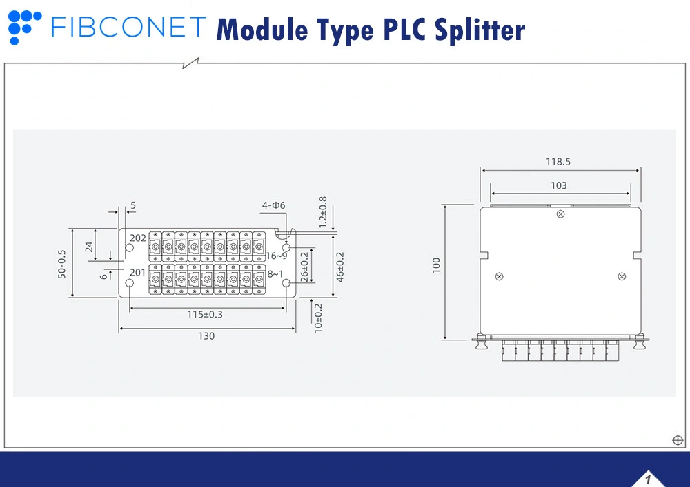 FTTH Sc/Upc 1X16 Fiber Optic PLC Splitter/Module Type PLC Splitter/Plug in PLC Splitter