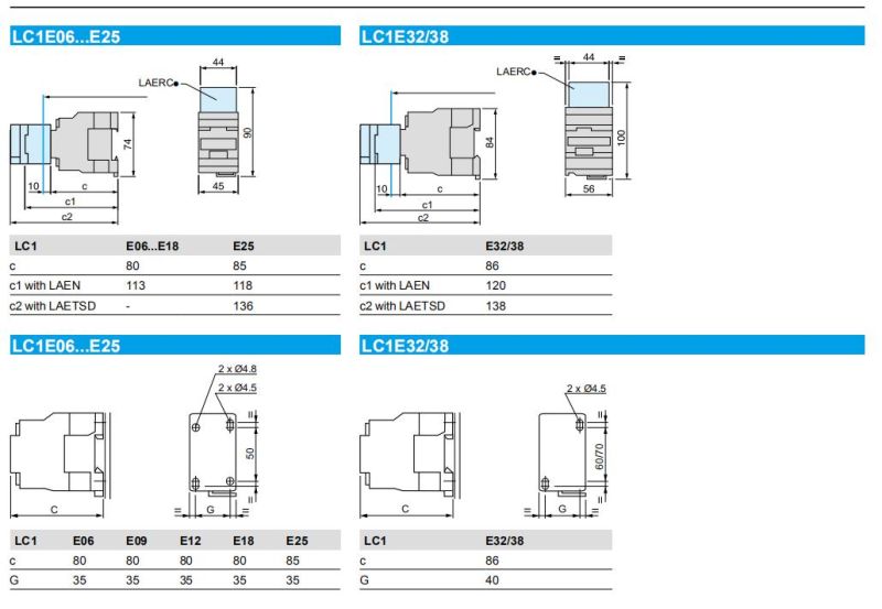 LC1-E1210 AC Contactors, Ce Proved High Quality AC Contactors, ISO9001 Proved AC Contactors