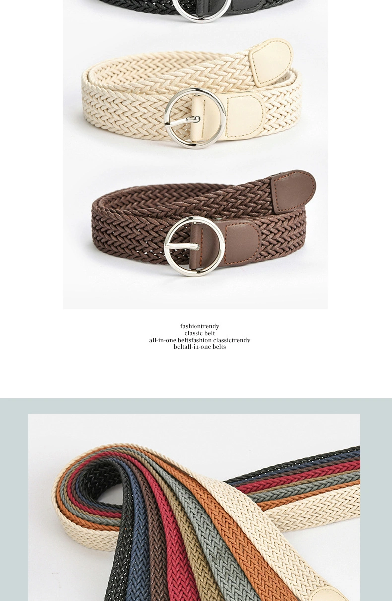 Classic Colorful Woven Lady Belt for Jeans