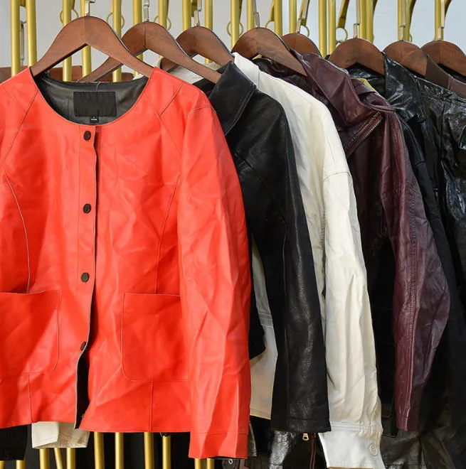 Used Men&prime; S Fashion PU Leather Jacket Used Clothes