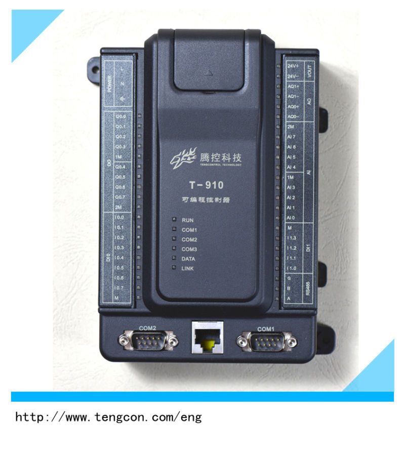 Chinese Cheap PLC Supplier Tengcon PLC T-910 (8AI/2AO/12DI/8DO) Support St/Sfc/Fbd/Il/Ld Programming Language