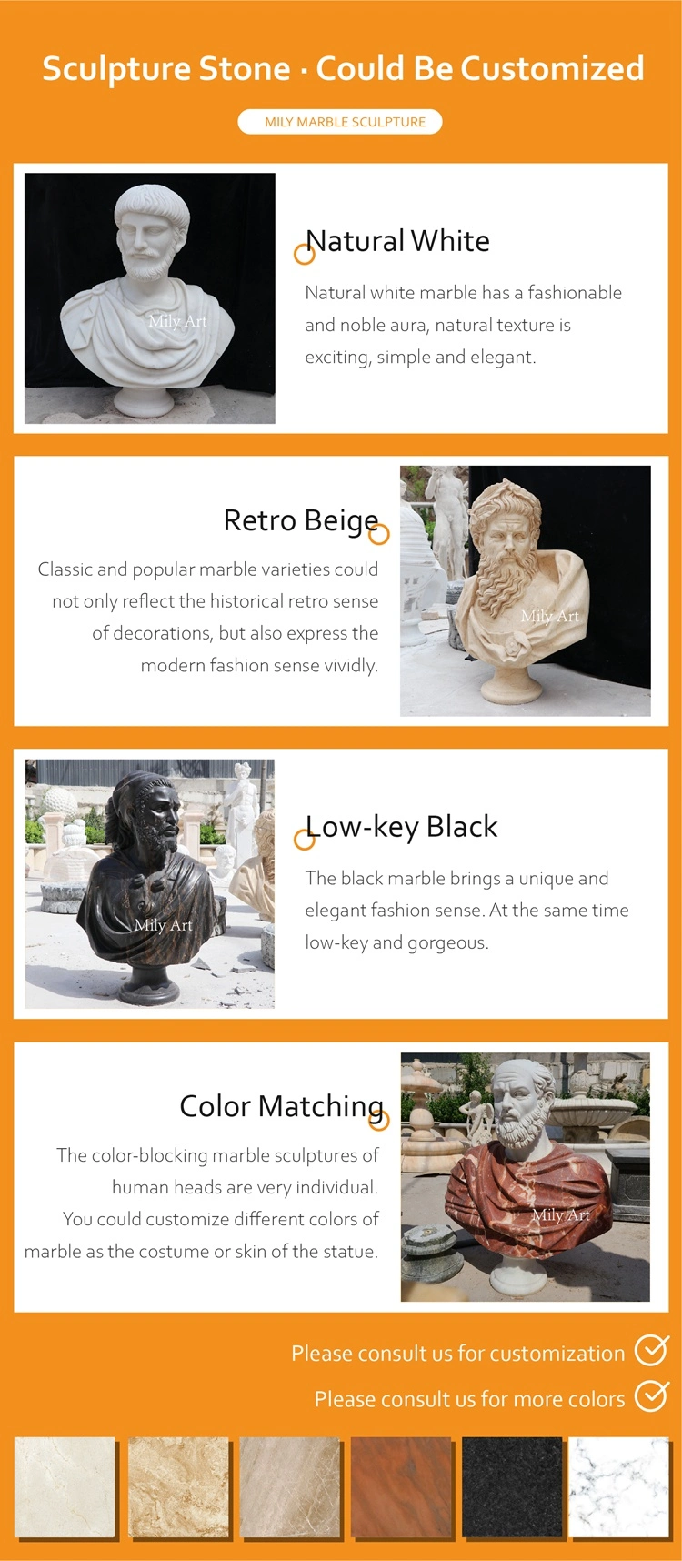 Custom Garden Decoration Marble Bust Figure Sculpture