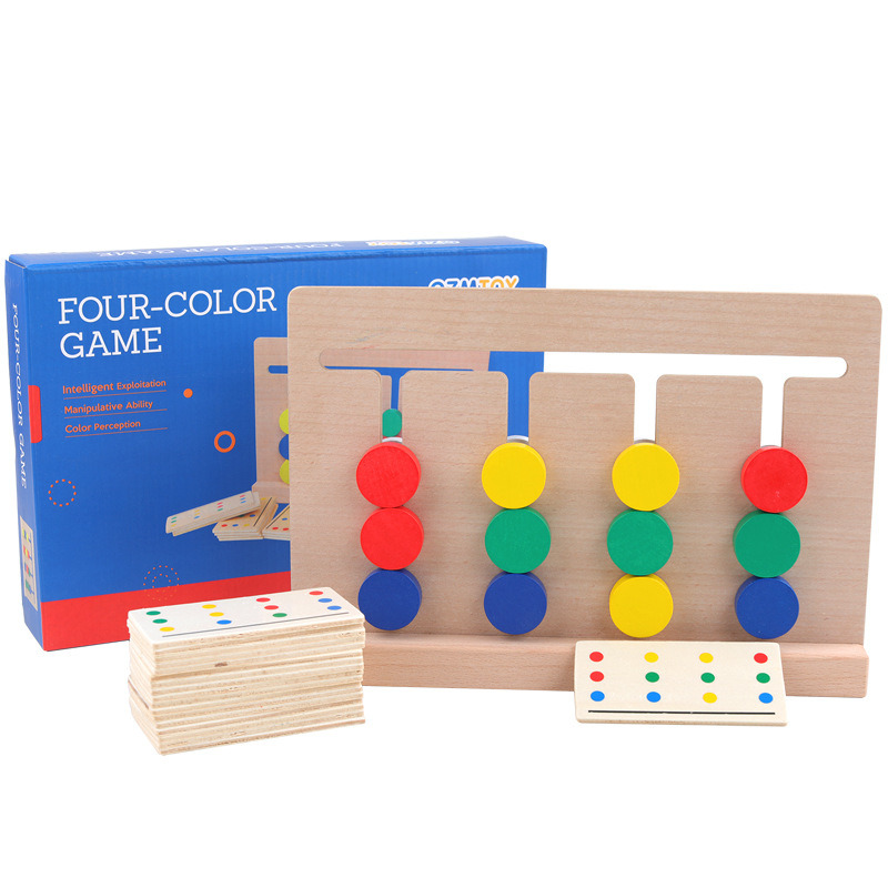 Early Educational Four-Color Wooden Walking Puzzle Game Kids Color Matching Logical Thinking Training Intelligent Toy