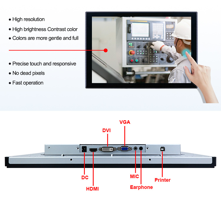 Industrial HMI Data Monitor 18.5 Inch Touch Panel Embedded Touch Screen in Wall Tablet
