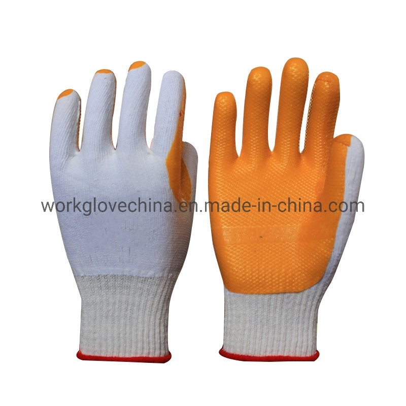 Cotton Knitted Glove Rubber Coated Working Gloves